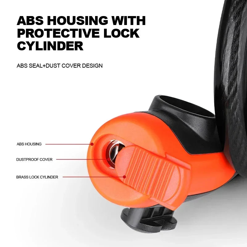 Weatherproof Coiled Bike Cable Lock With Mounting Bracket Anti Theft