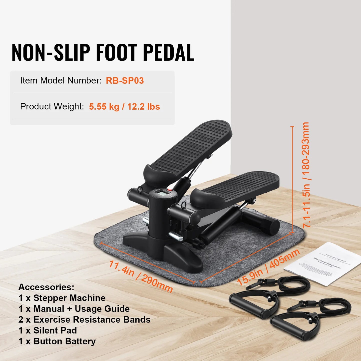VEVOR Stair Stepper Hydraulic Resistance Bands With LCD Monitor