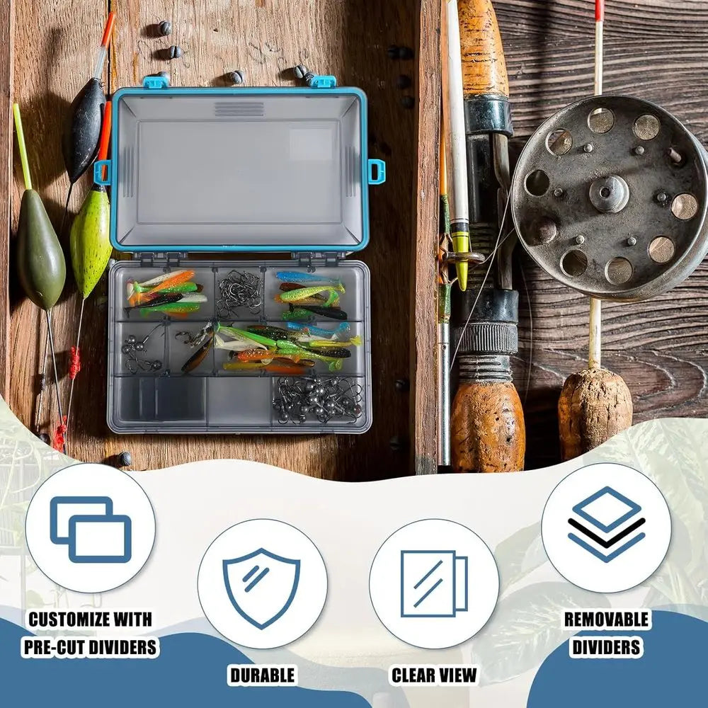 Waterproof Tackle Box With 3600 And 3700 Removable Dividers For Fishing