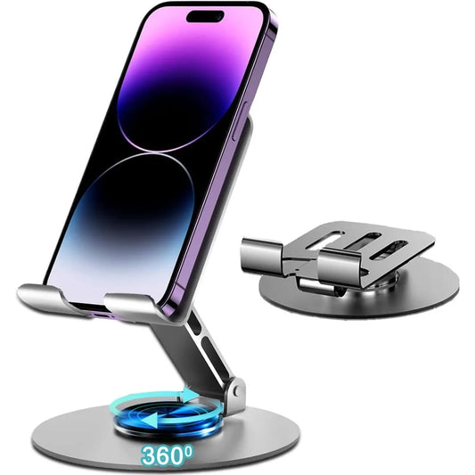 360 Degree Rotating Metal Phone Stand for Desk and Tablet