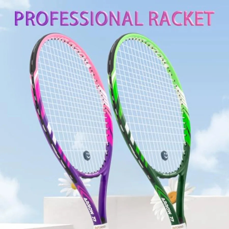 Junior Tennis Racket With Ball Carry Bag Overgrips And Dampers
