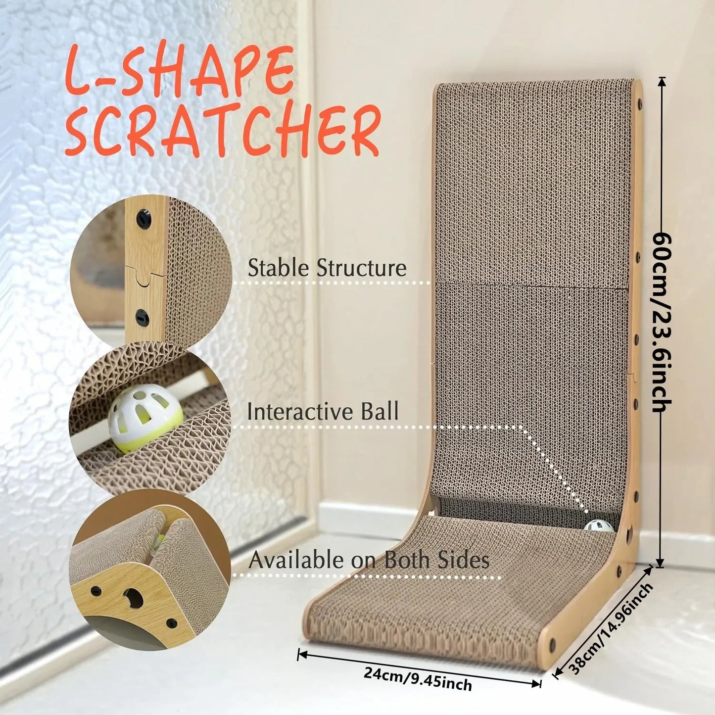 L Shape Cat Scratching Post Cardboard Indoor Durable Furniture Protection