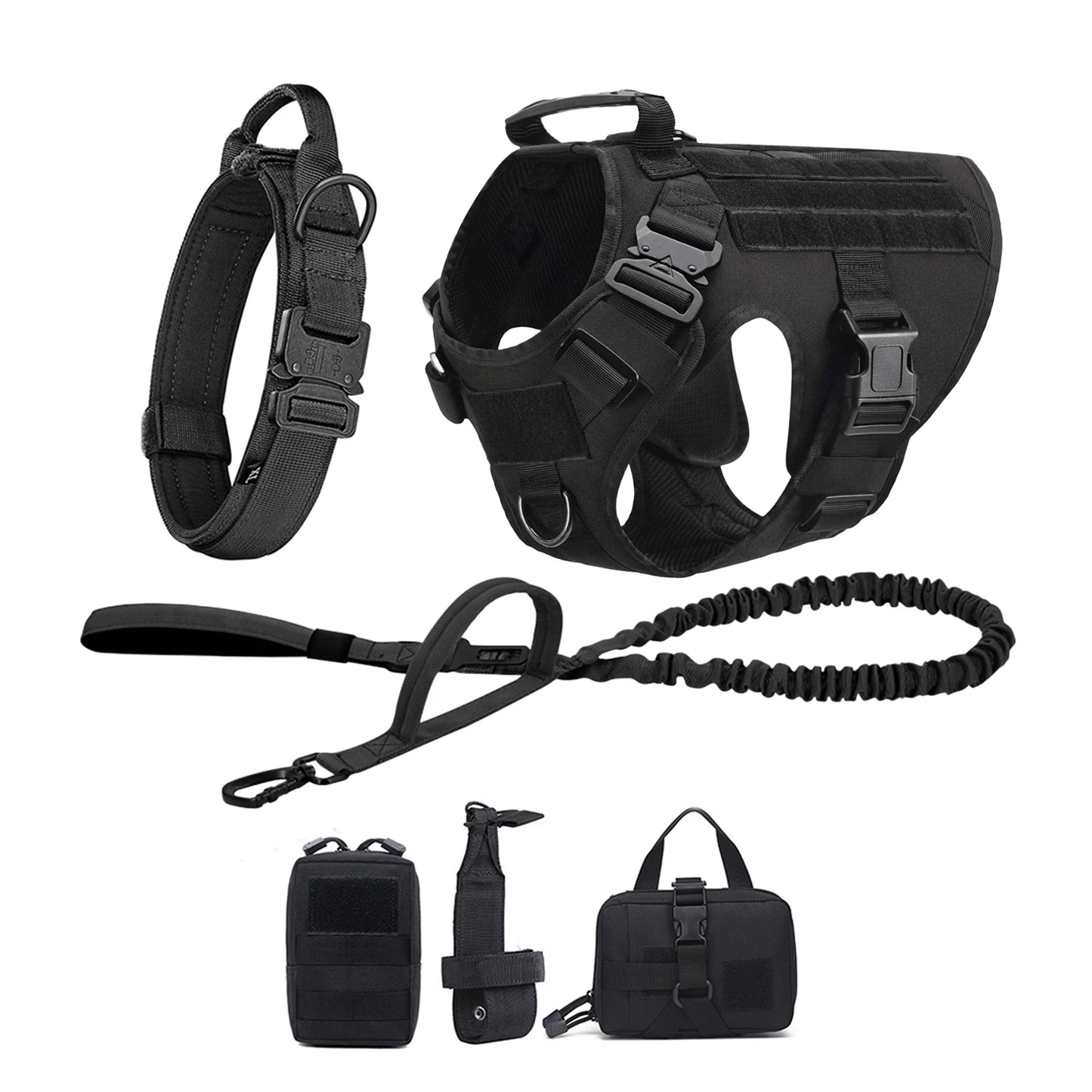 PETRAVEL Tactical Dog Harness Leash Molle Pouches