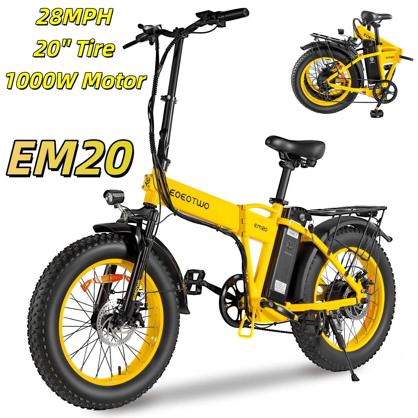 EOEOTWO 1500W Electric Bike 48V 15Ah Fat Tire E-Bike