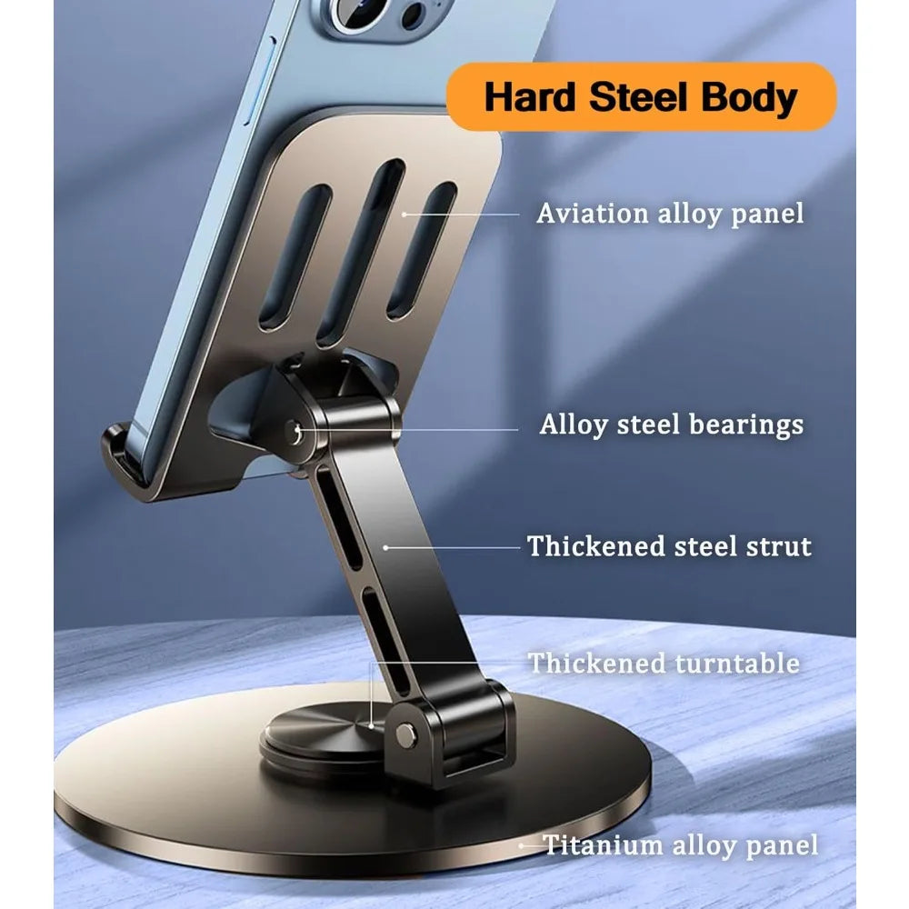 360 Degree Rotating Metal Phone Stand for Desk and Tablet