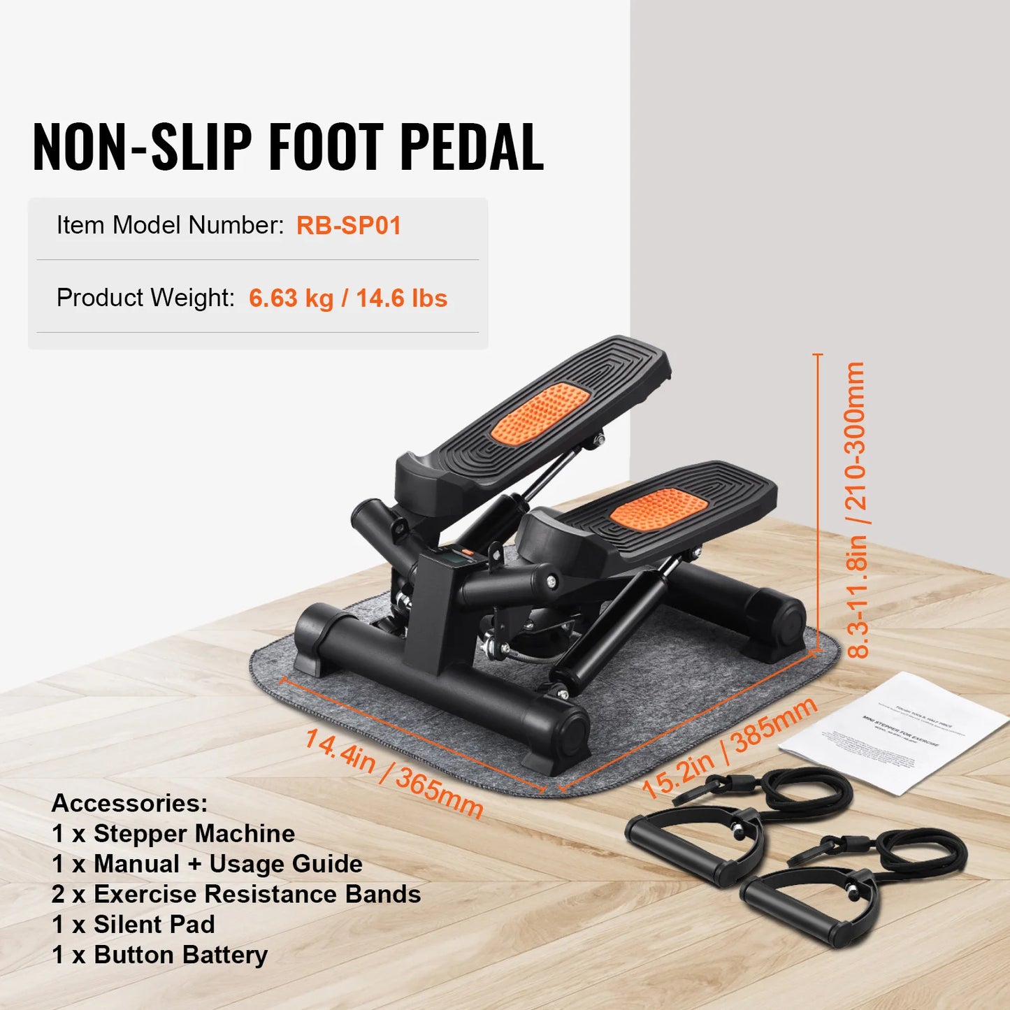 VEVOR Stair Stepper Hydraulic Resistance Bands With LCD Monitor
