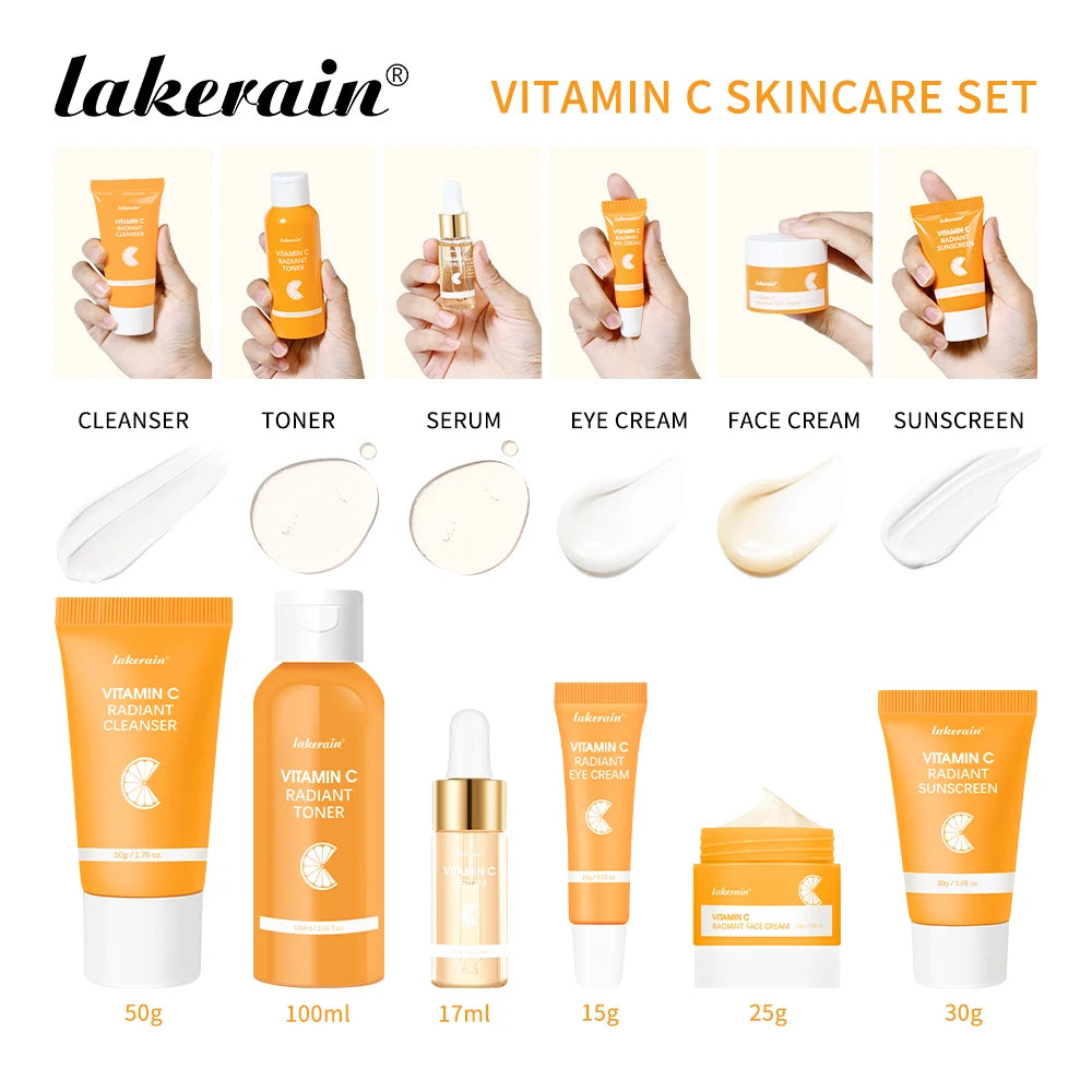 Lakerain Vitamin C Skin Care Set 6 Piece Kit