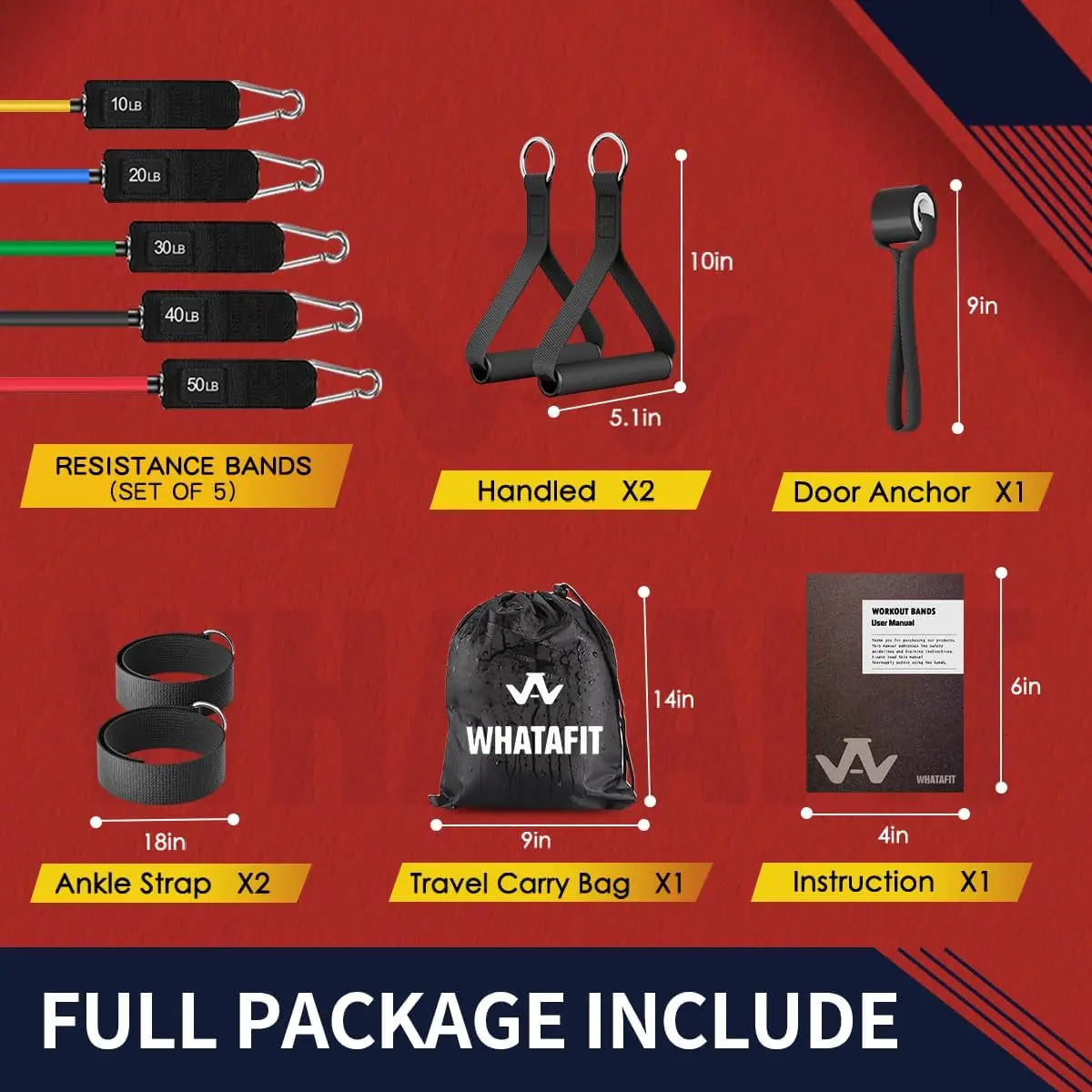 Resistance Bands Kit With Handles And Door Anchor For Strength Training