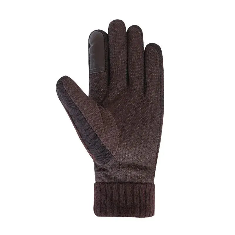 Winter Cycling Gloves Windproof Leather Touch Screen