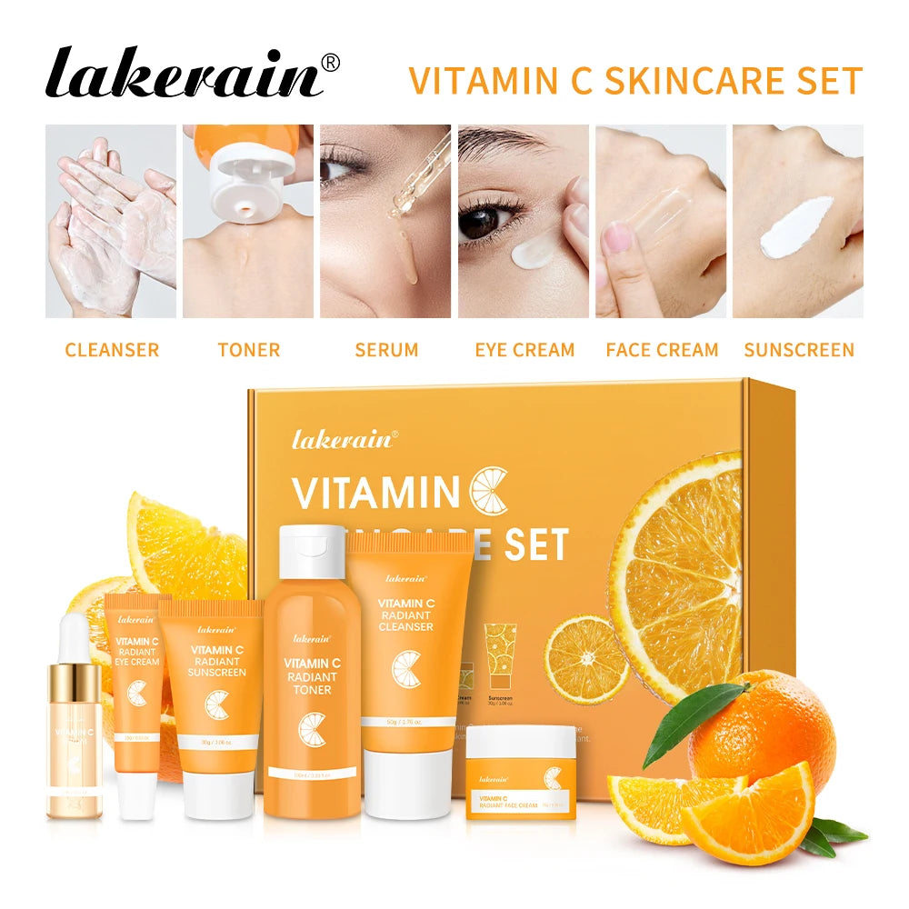 Lakerain Vitamin C Skin Care Set 6 Piece Kit