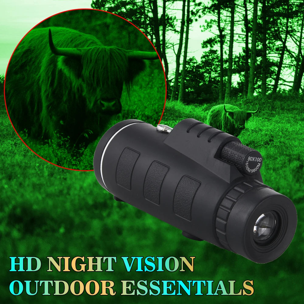 Low Light Night Vision Monocular With Phone Holder Tripod Outdoor