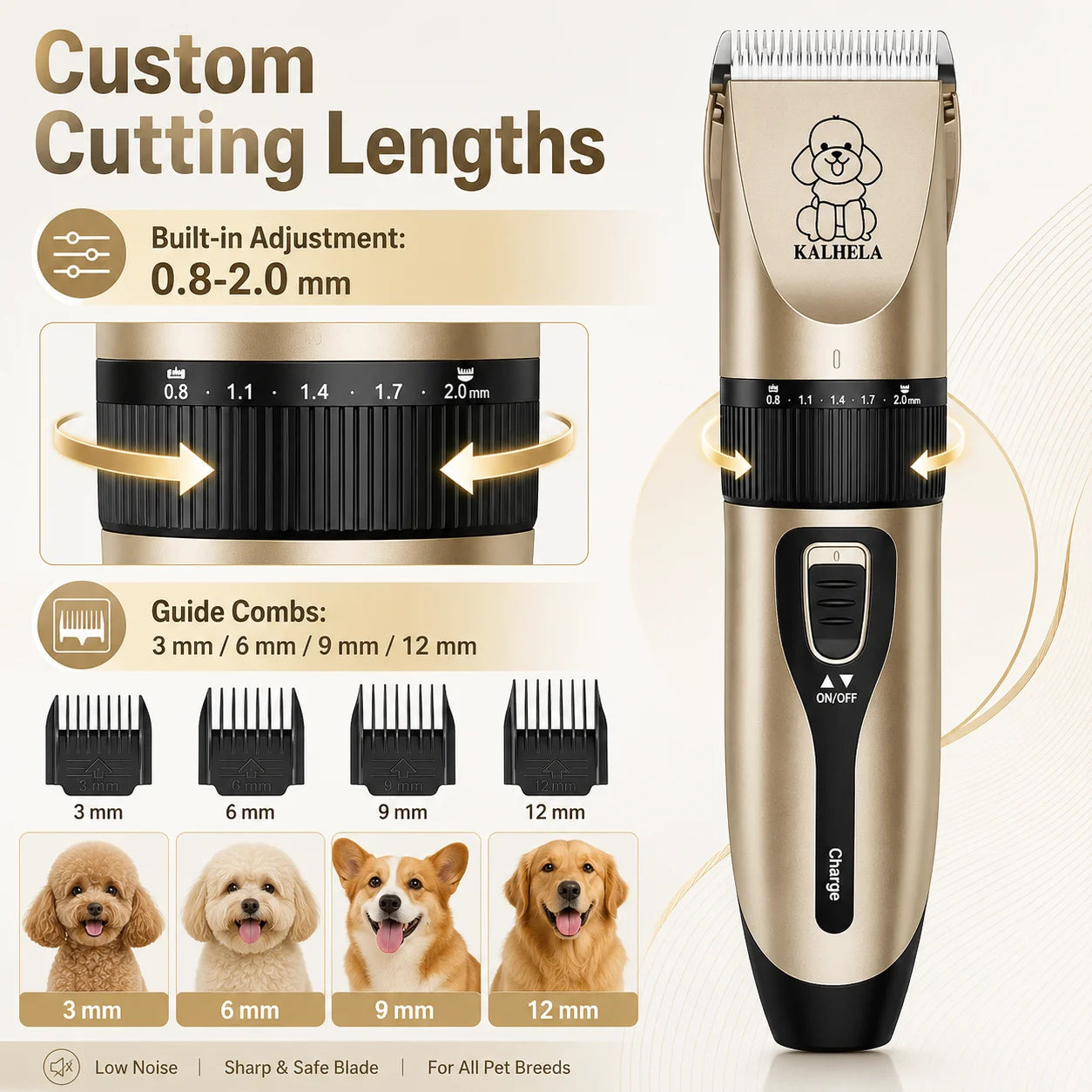 Rechargeable Professional Pet Grooming Clipper Kit With Ceramic Blade