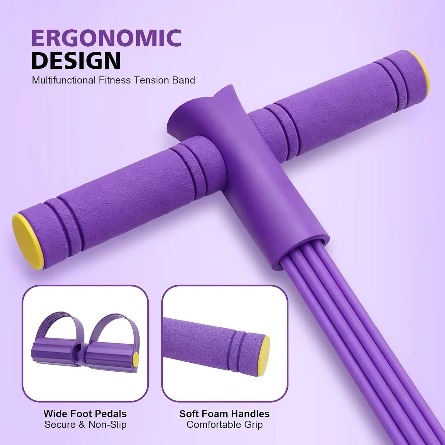 Elastic Yoga Pedal Resistance Band With Six Tubes For Situps