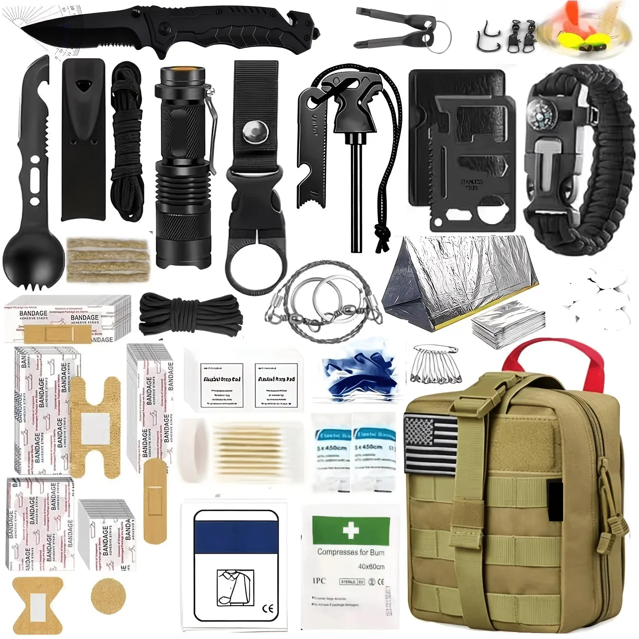 Professional Survival Outdoor Gear Set With Fire Starters And Tools