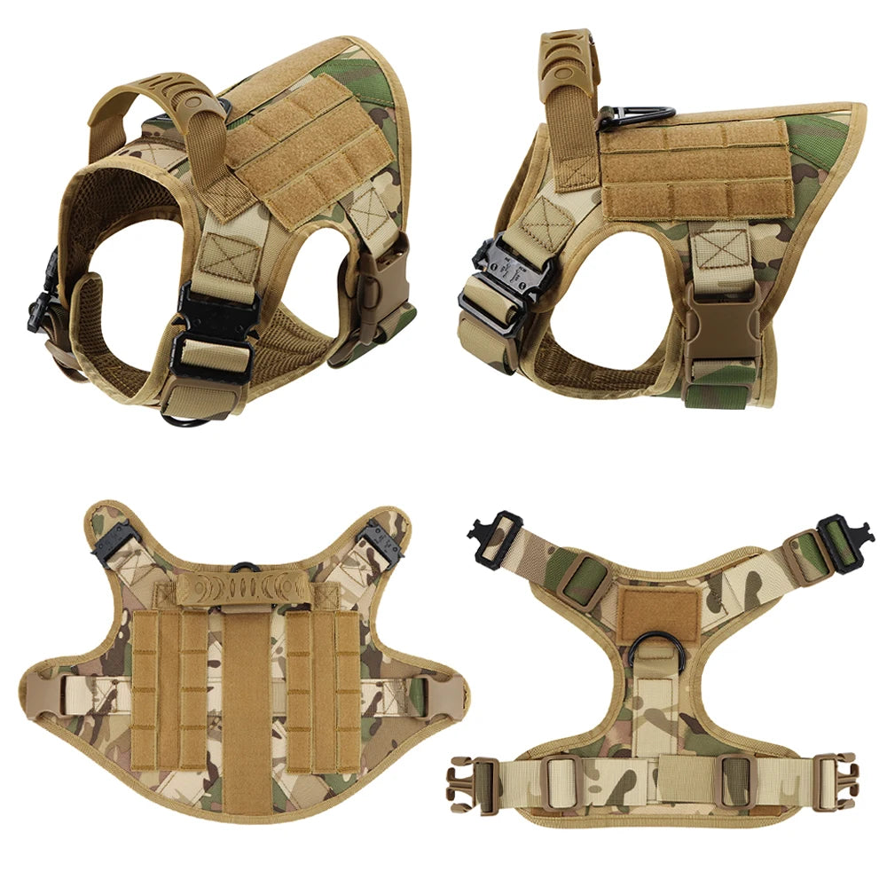 PETRAVEL Military Large Dog Harness Vest Set for Malinois Training