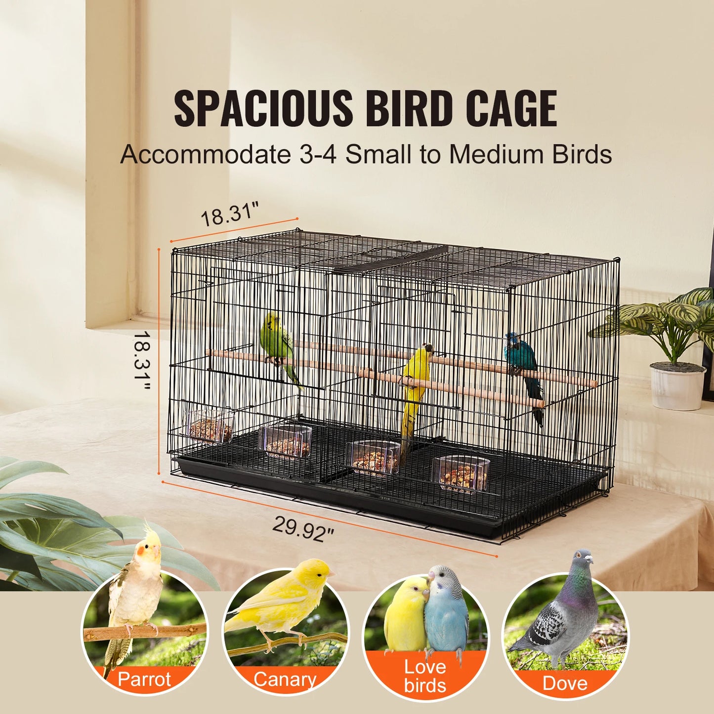 SucceBuy Travel Stackable Divided Bird Cage For Small Birds