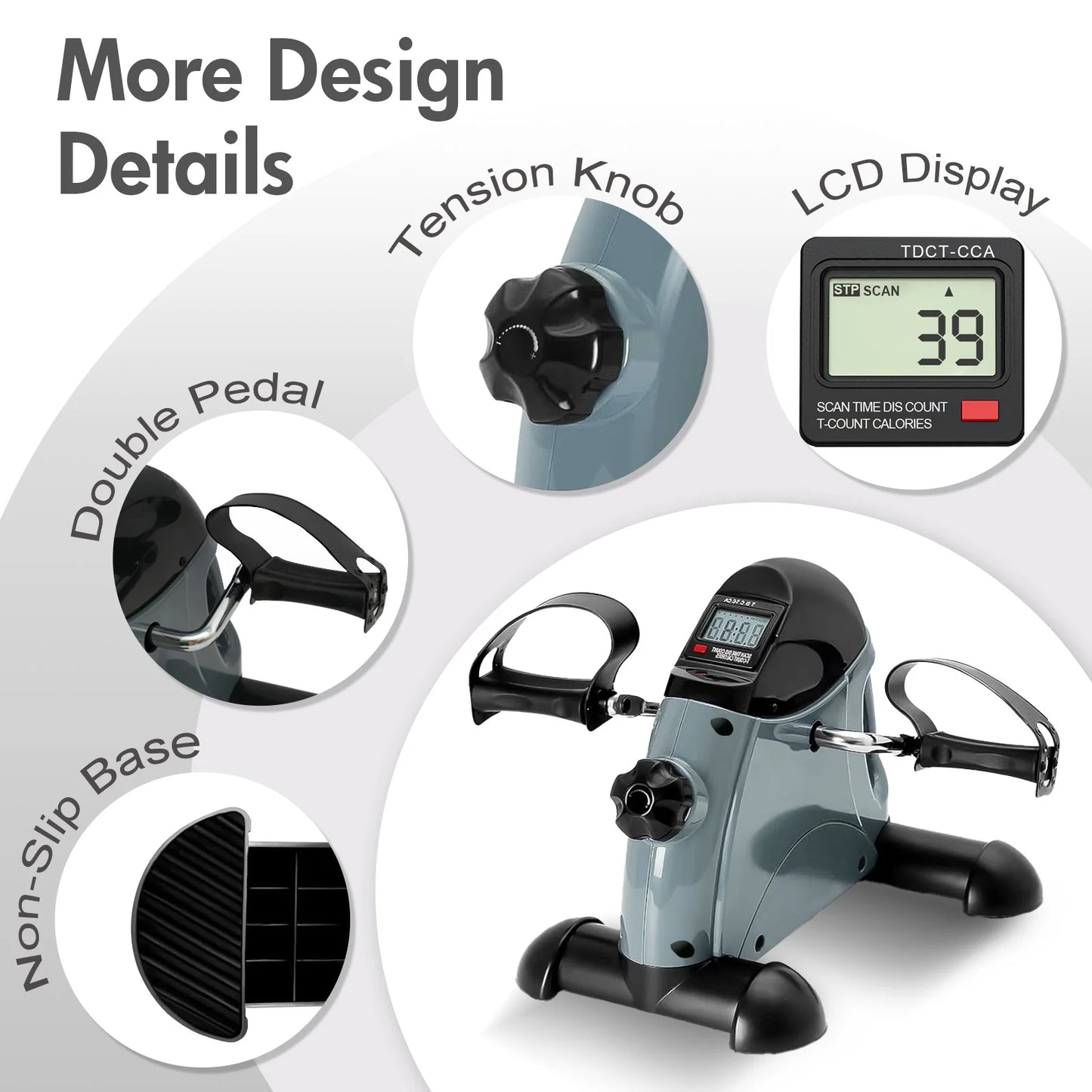 Portable Mini Exercise Bike Under Desk Pedal Exerciser LCD