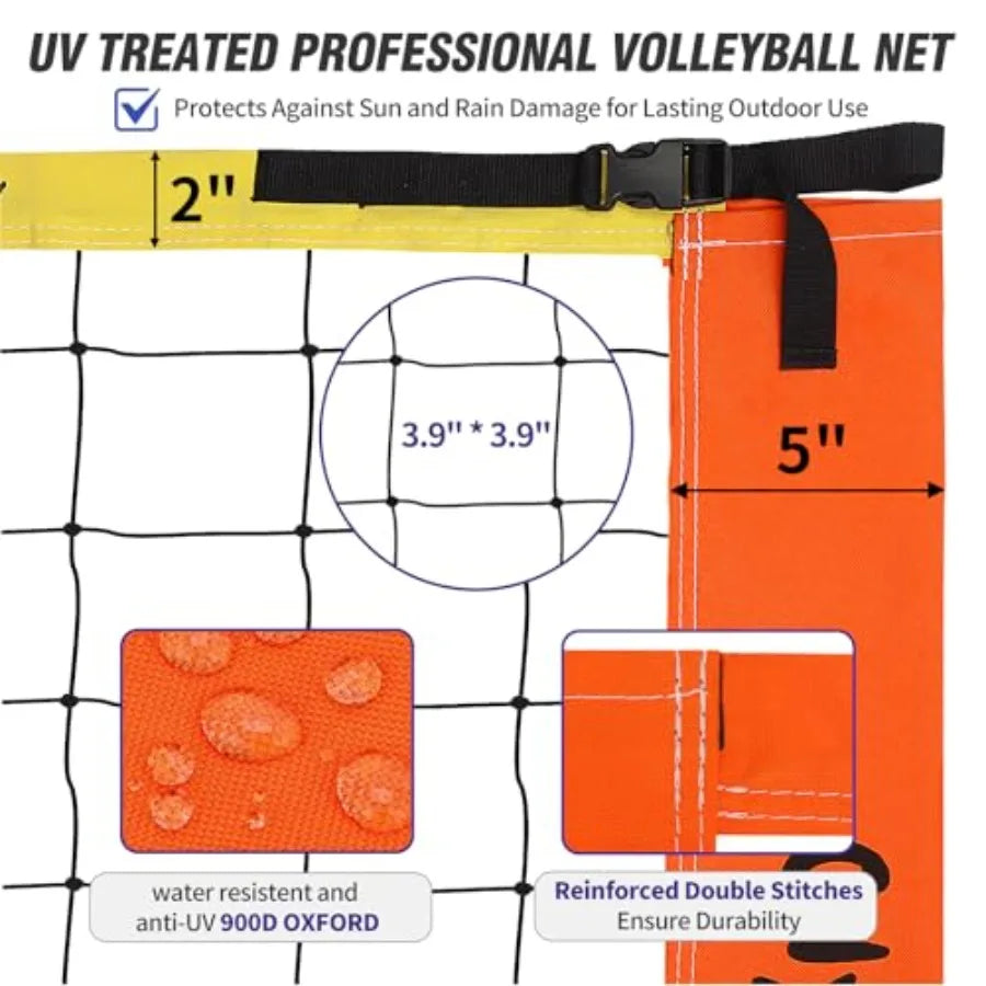 Outdoor Volleyball Net Set With Adjustable Poles And Pump