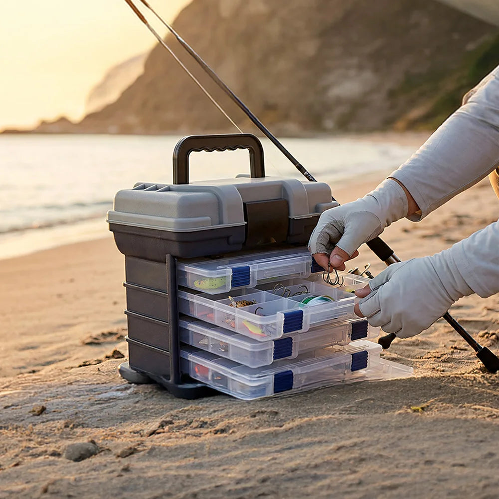 YJ 4 Tier Fishing Tackle Box With Adjustable Dividers