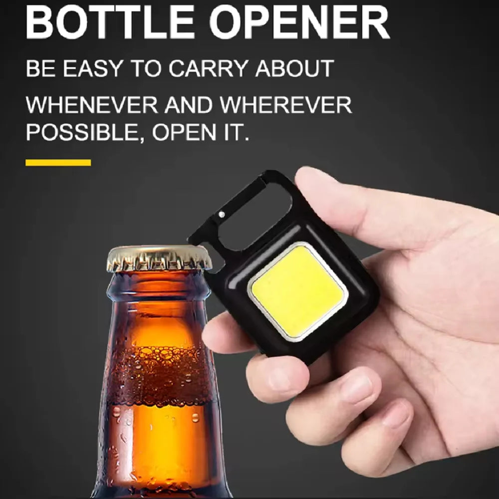 Rechargeable Mini COB Keychain Flashlight With Magnetic Base For Camping