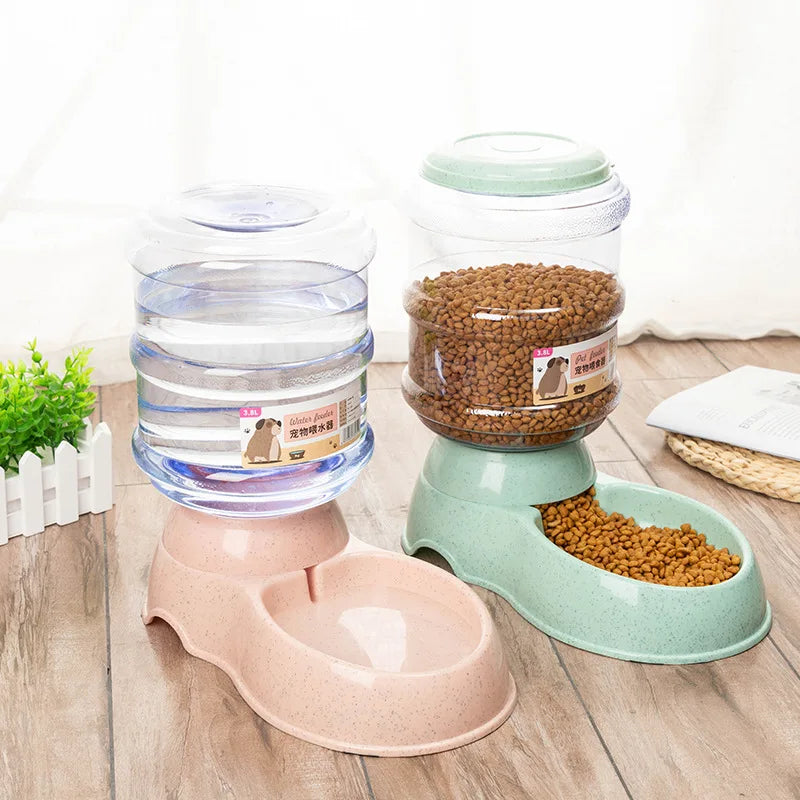 Large Capacity Pet Feeder With Automatic Water Dispenser