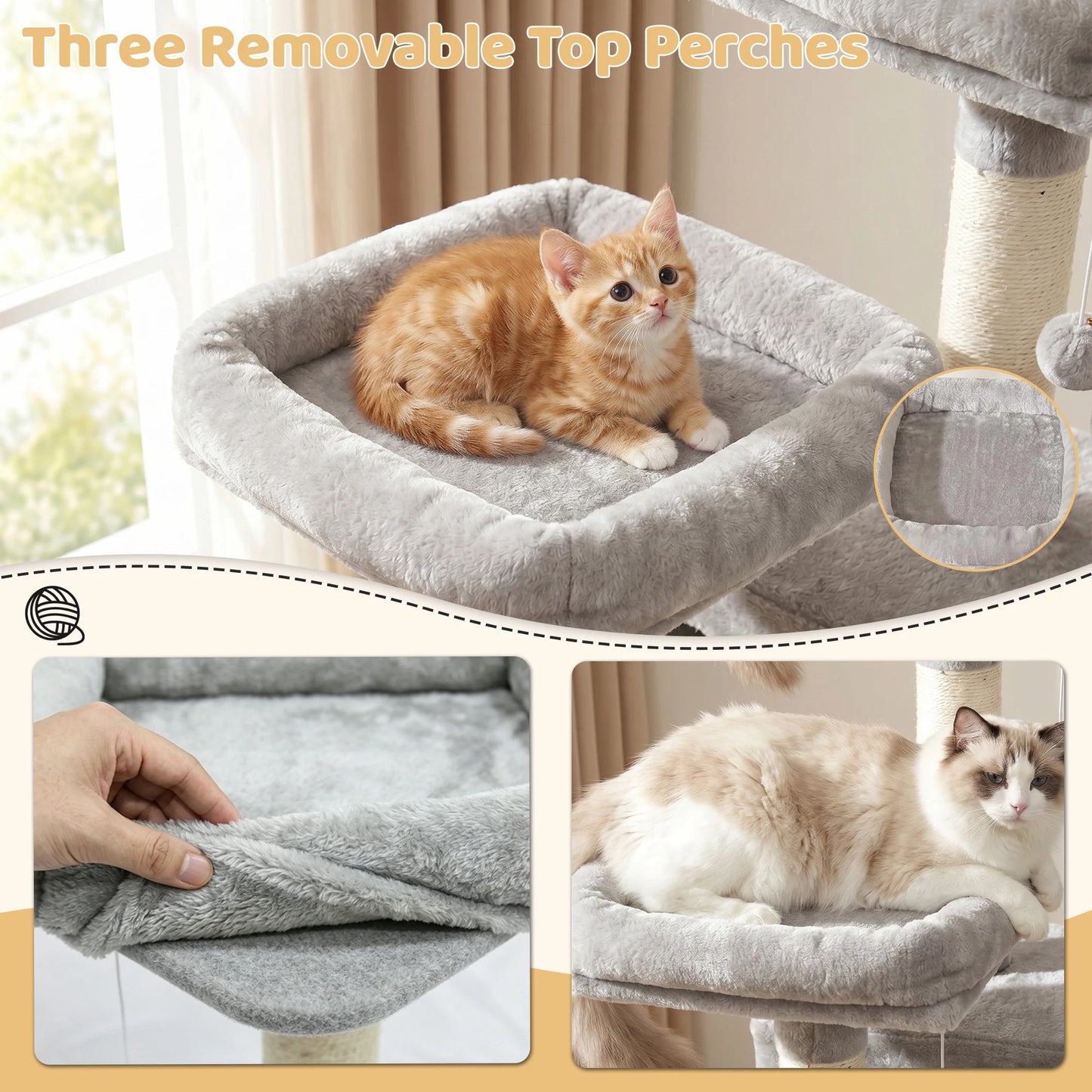 Four Tier Cat Tree With Condos And Scratching Posts