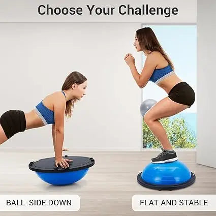 Half Exercise Ball Balance Trainer With Bands For Yoga Pilates
