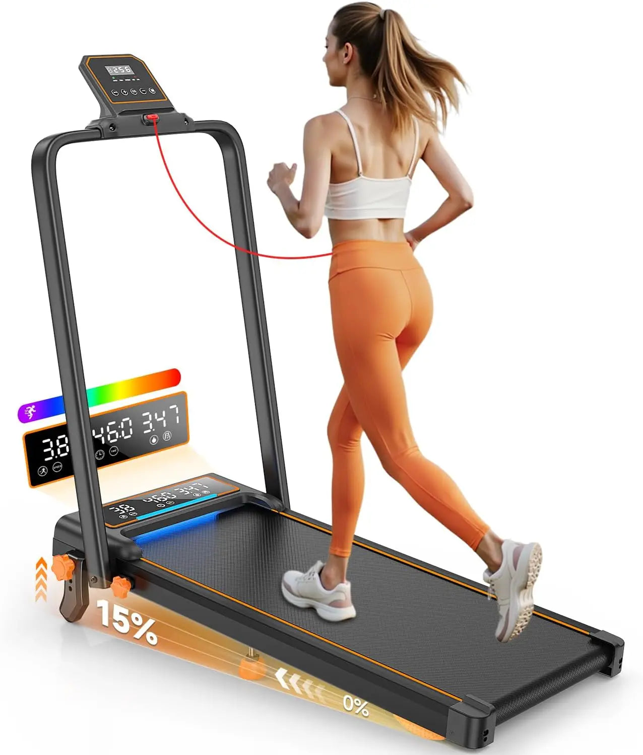 Walking Pad Treadmill 15 Percent Incline And LED Display 3.5HP