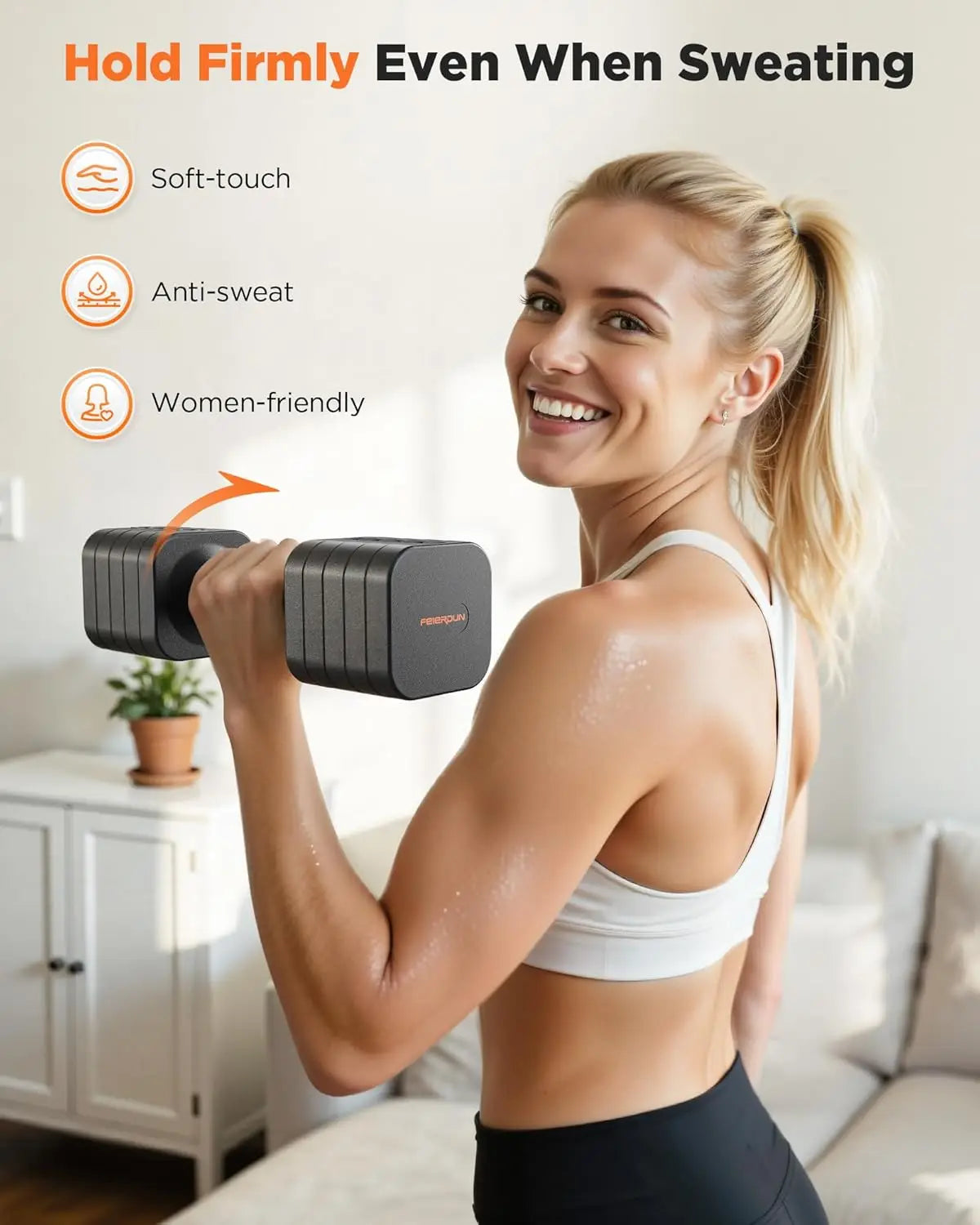 FED Fitness 5 In 1 Adjustable Dumbbells Set For Home