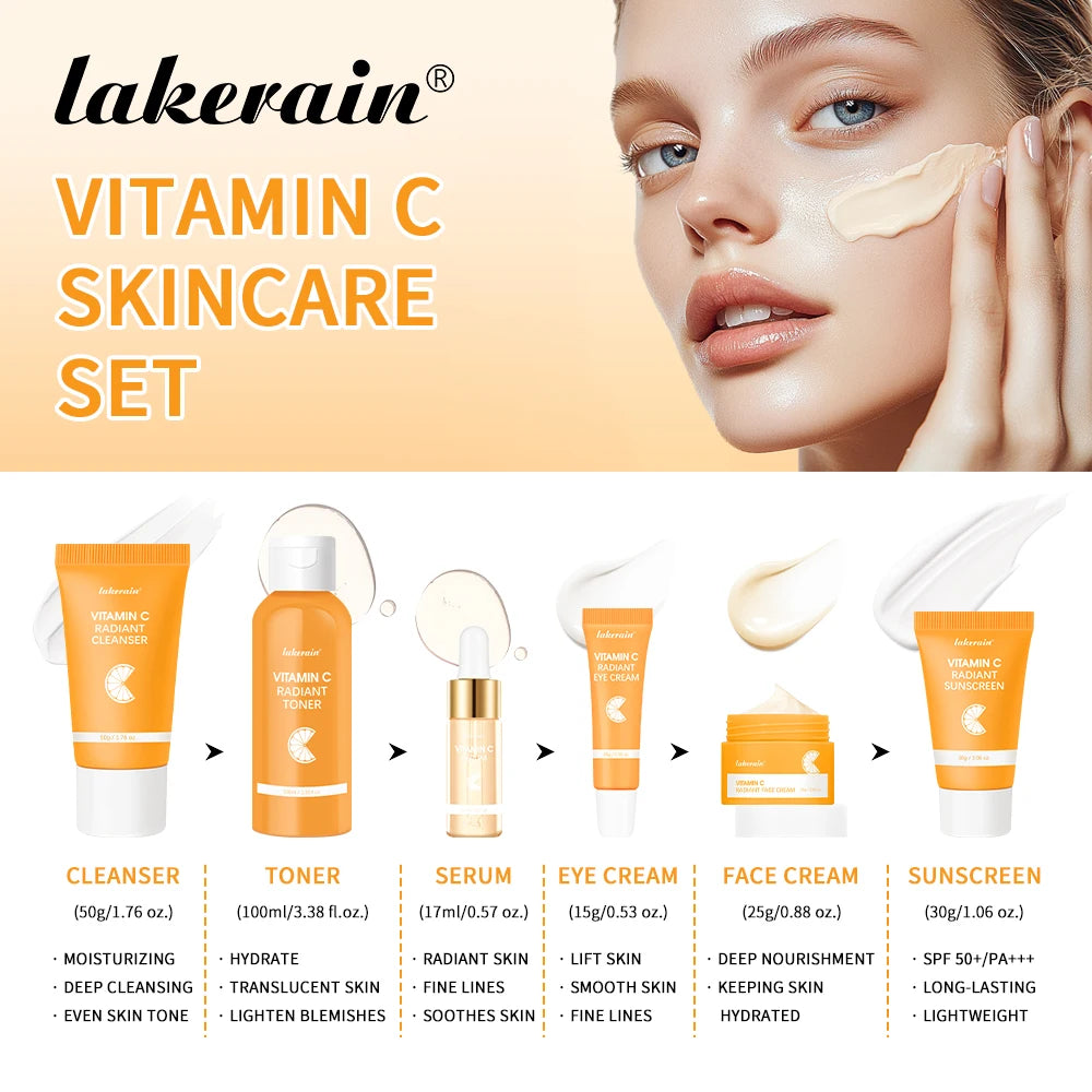 Lakerain Vitamin C Skin Care Set 6 Piece Kit