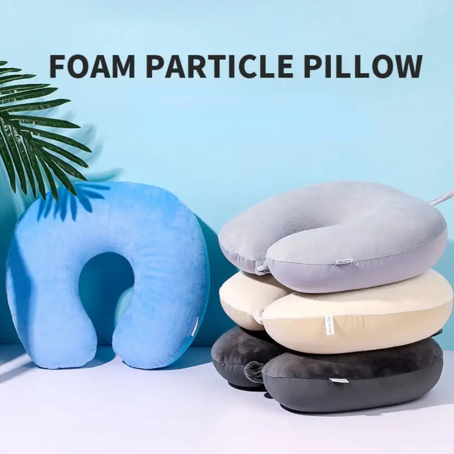 Travel Neck Pillow Foam Cushion With Snap Strap Soft Cover