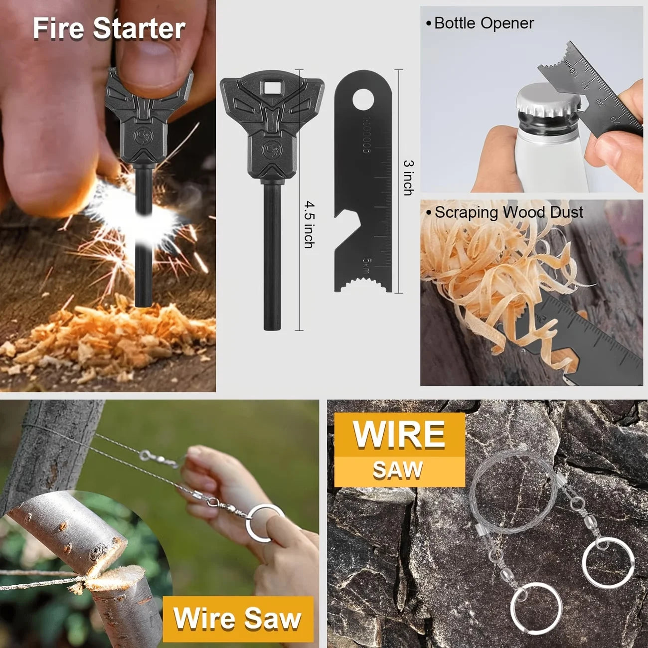 Professional Survival Outdoor Gear Set With Fire Starters And Tools