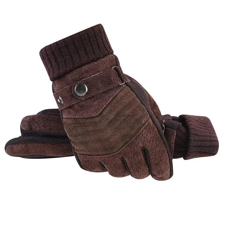 Winter Cycling Gloves Windproof Leather Touch Screen