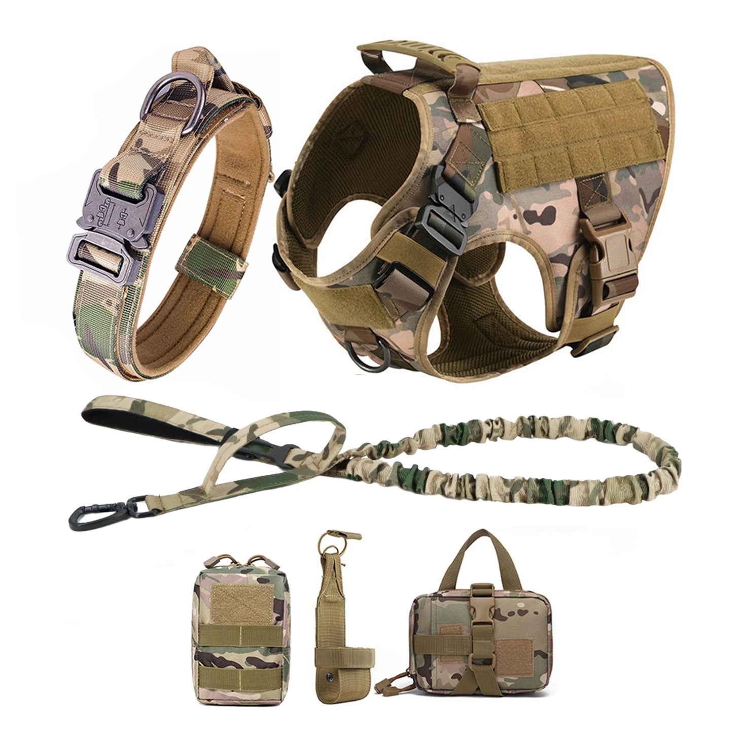 PETRAVEL Tactical Dog Harness Leash Molle Pouches