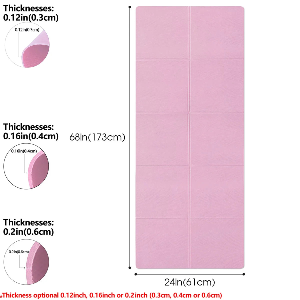 Yoga Mat Non Slip Fitness Pad for Home Gym Travel