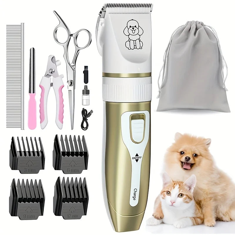 Rechargeable Professional Pet Grooming Clipper Kit With Ceramic Blade