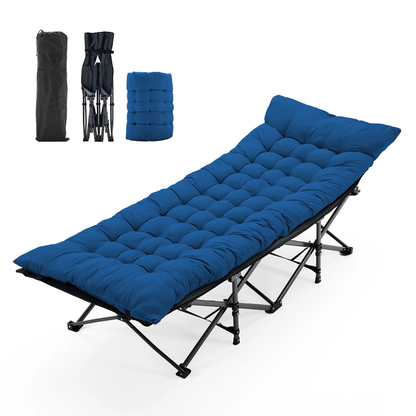 JHK Folding Camping Cot Lounger With Sturdy Carbon Steel Frame