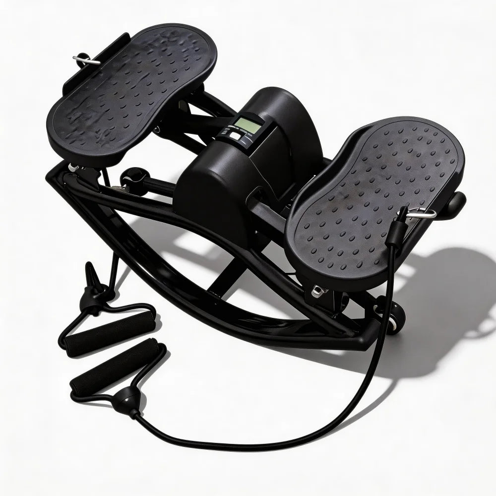 Portable Mini Stepper With Resistance Bands And Lcd Monitor