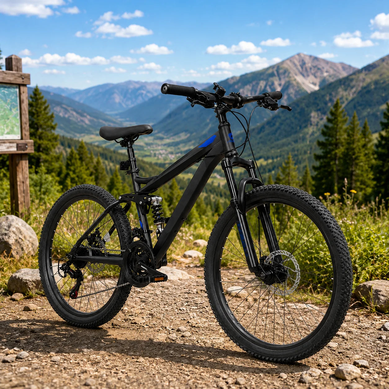 Unisex Full Suspension Mountain Bike 21-Speed Mechanical Disc Brakes