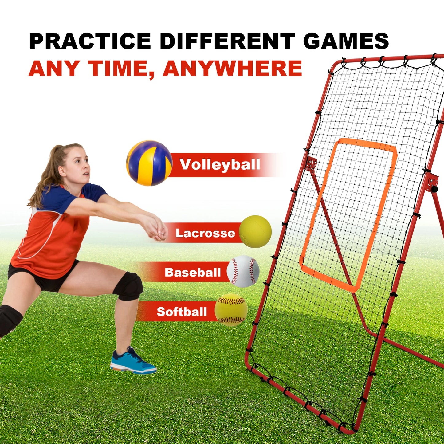 Portable Multi-Sport Rebounder Net For Backyard Practice And Training
