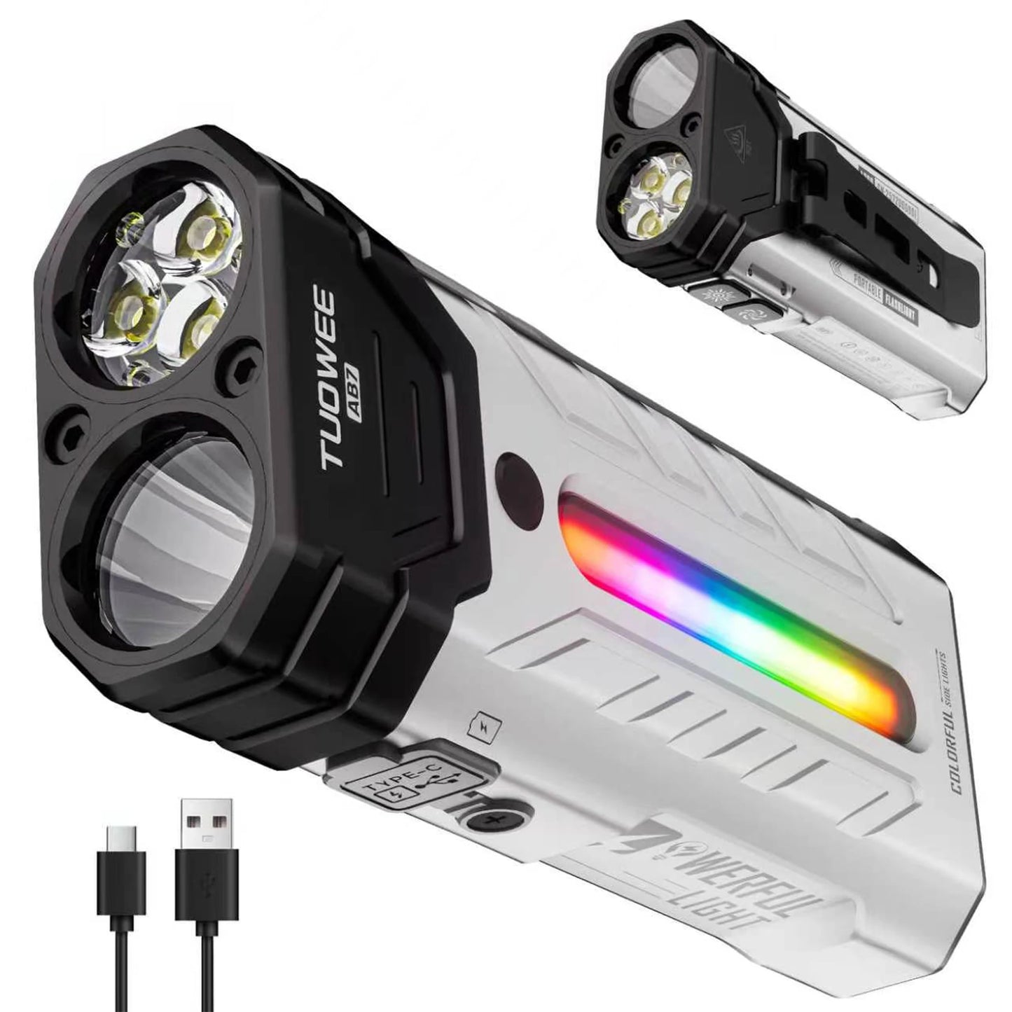 Rechargeable Magnetic LED Flashlight 5000LM With 55 Modes RGB Light