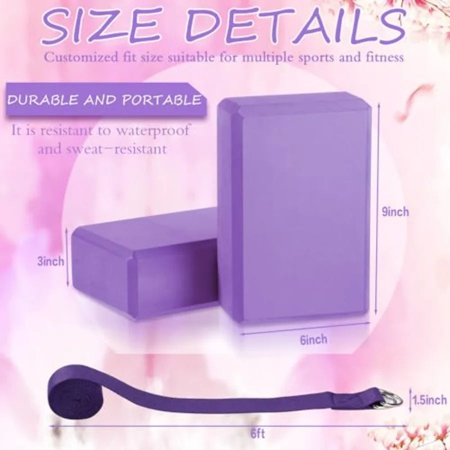 Yoga Blocks And Straps Set Non Slip EVA Foam Metal D Ring