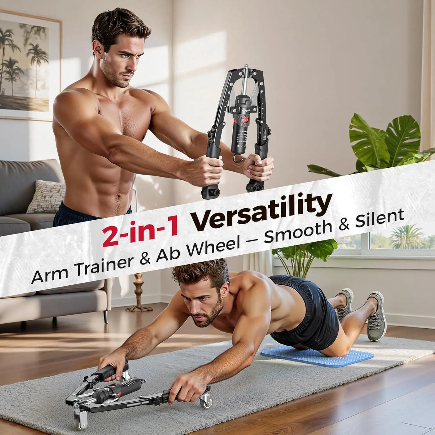 FED Fitness Arm Twister Trainer 3-in-1 With Ab Roller Wheel