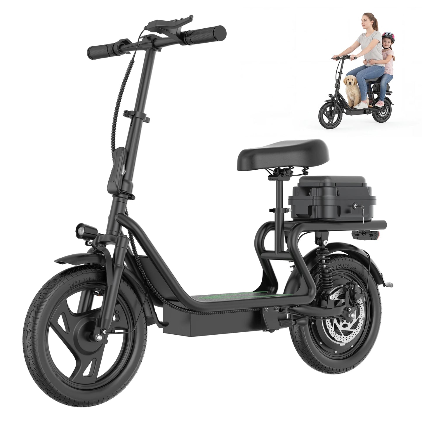 Folding Electric Scooter 500W 48V Battery With Seats Max Range