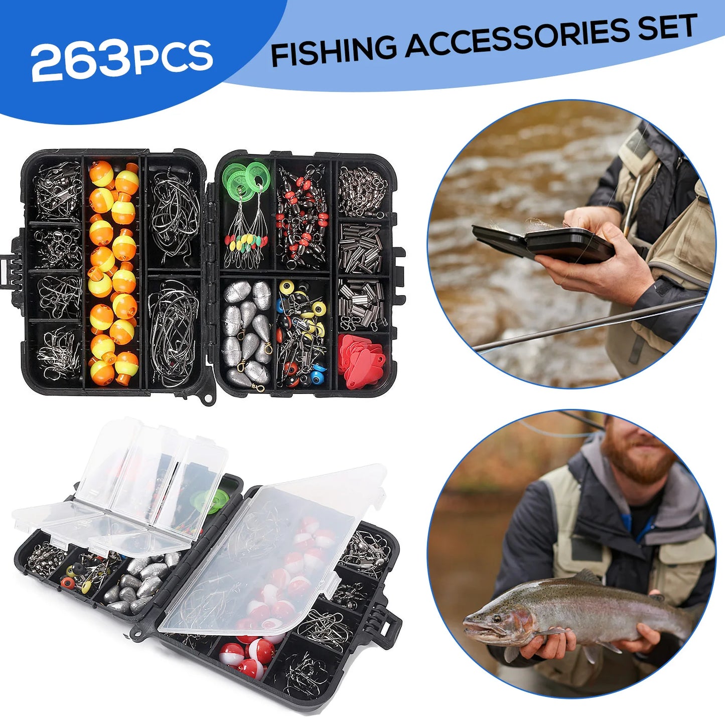 Docooler 263 Piece Fishing Accessories Set With Tackle Box