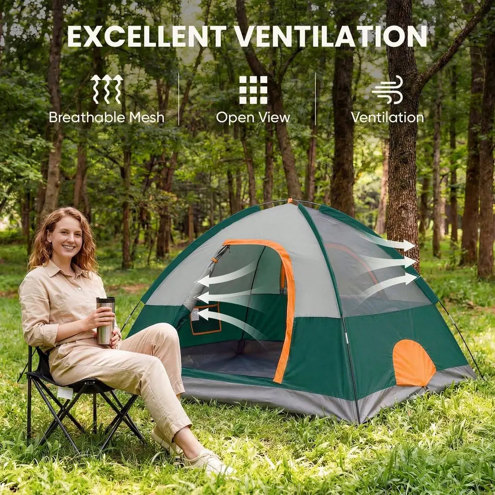 Sweetcrispy Waterproof Windproof Dome Tent For Camping With Rainfly