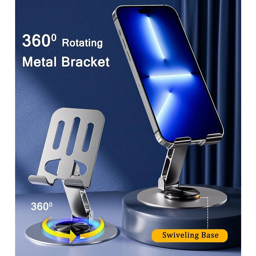 360 Degree Rotating Metal Phone Stand for Desk and Tablet