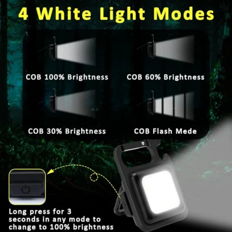 Rechargeable Mini COB Keychain Flashlight With Magnetic Base For Camping