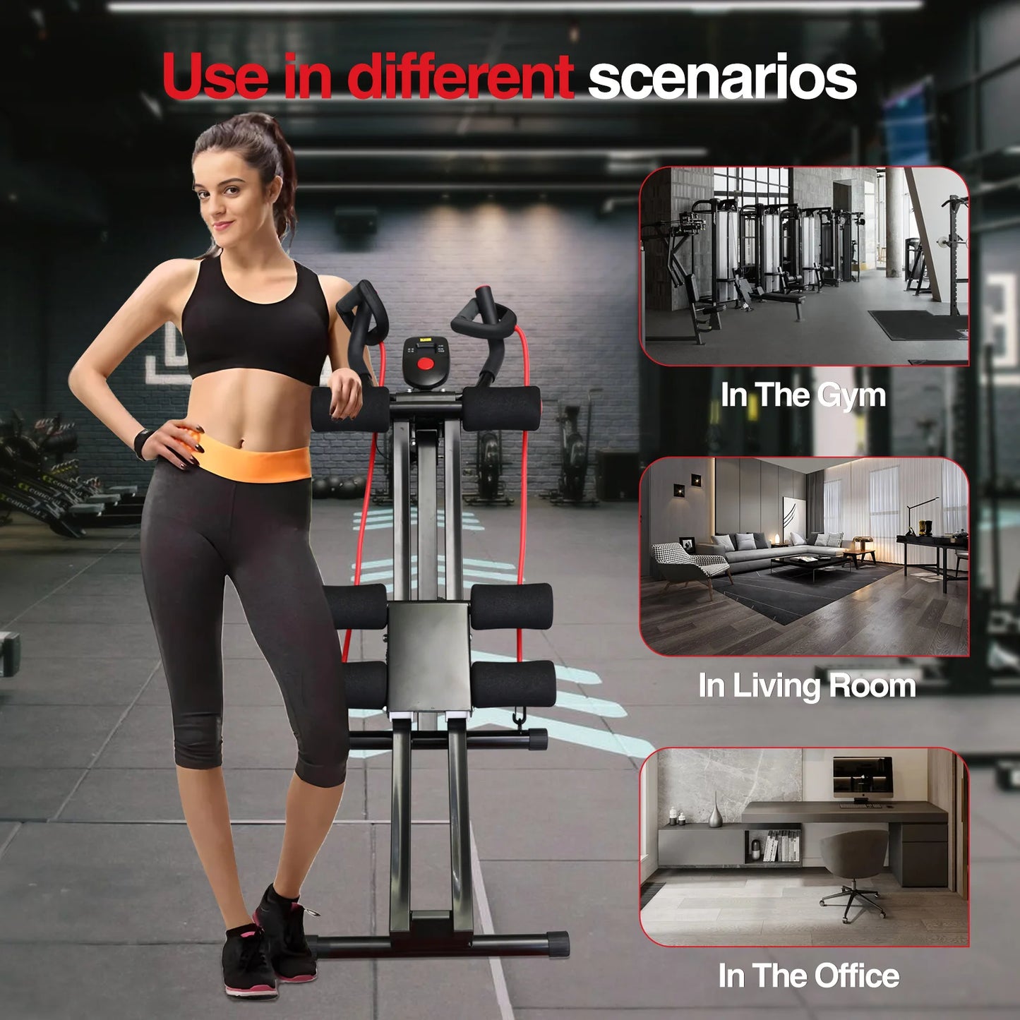 Foldable Ab Machine for Home Gym With LCD Display 440lbs