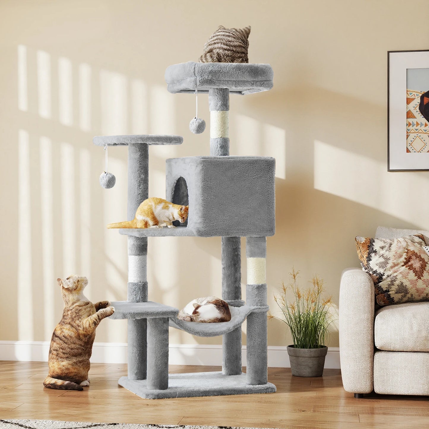 JHK Cat Tree Tower For Indoor Cats With Sisal Posts